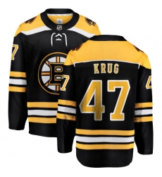 Men's Boston Bruins #47 Torey Krug Authentic Black Home Fanatics Branded Breakaway NHL Jersey