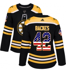 Women's Adidas Boston Bruins #42 David Backes Authentic Black USA Flag Fashion NHL Jersey