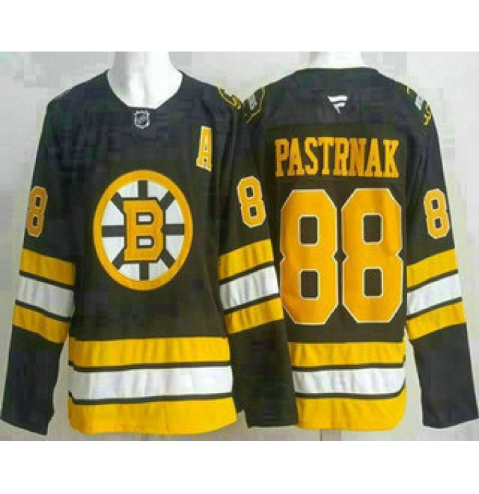 Men's Boston Bruins #88 David Pastrnak Black 2025 Authentic Jersey