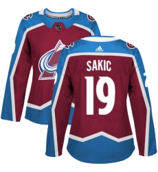 Women's Adidas Colorado Avalanche #19 Joe Sakic Authentic Burgundy Red Home NHL Jersey