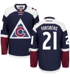 Women's Reebok Colorado Avalanche #21 Peter Forsberg Authentic Blue Third NHL Jersey