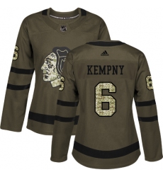 Women's Adidas Chicago Blackhawks #6 Michal Kempny Authentic Green Salute to Service NHL Jersey