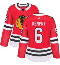 Women's Adidas Chicago Blackhawks #6 Michal Kempny Authentic Red Home NHL Jersey
