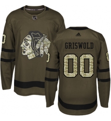 Youth Reebok Chicago Blackhawks #00 Clark Griswold Authentic Green Salute to Service NHL Jersey