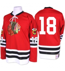 Men's Mitchell and Ness Chicago Blackhawks #18 Denis Savard Premier Red 1960-61 Throwback NHL Jersey