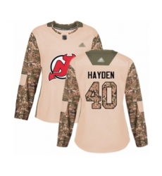 Women's New Jersey Devils #40 John Hayden Authentic Camo Veterans Day Practice Hockey Jersey