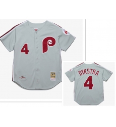 Men's Philadelphia Phillies #4 Lenny Dykstra Mitchell and Ness Grey 1989 Throwback Stitched MLB Jersey