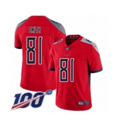 Men's Tennessee Titans #81 Jonnu Smith Limited Red Inverted Legend 100th Season Football Jersey
