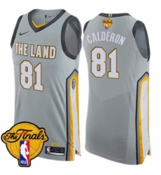 Men's Nike Cleveland Cavaliers #81 Jose Calderon Authentic Gray 2018 NBA Finals Bound NBA Jersey - City Edition