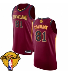 Youth Nike Cleveland Cavaliers #81 Jose Calderon Authentic Maroon 2018 NBA Finals Bound NBA Jersey - Icon Edition