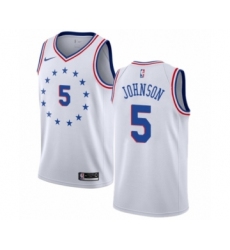 Youth Nike Philadelphia 76ers #5 Amir Johnson White Swingman Jersey - Earned Edition