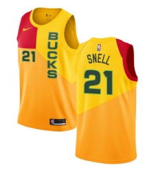 Women's Nike Milwaukee Bucks #21 Tony Snell Swingman Yellow NBA Jersey - City Edition