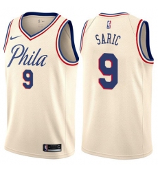Men's Nike Philadelphia 76ers #9 Dario Saric Authentic Cream NBA Jersey - City Edition