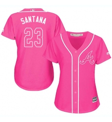Women's Majestic Atlanta Braves #23 Danny Santana Authentic Pink Fashion Cool Base MLB Jersey