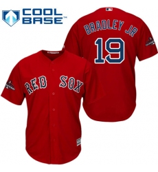 Youth Majestic Boston Red Sox #19 Jackie Bradley Jr Authentic Red Alternate Home Cool Base 2018 World Series Champions MLB Jersey