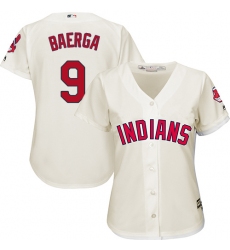 Women's Majestic Cleveland Indians #9 Carlos Baerga Authentic Cream Alternate 2 Cool Base MLB Jersey