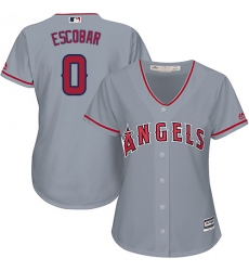 Women's Majestic Los Angeles Angels of Anaheim #0 Yunel Escobar Authentic Grey Road Cool Base MLB Jersey