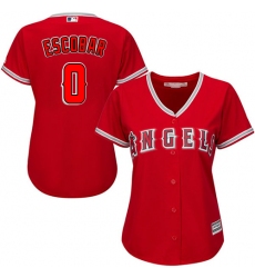 Women's Majestic Los Angeles Angels of Anaheim #0 Yunel Escobar Authentic Red Alternate MLB Jersey