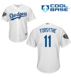 Youth Majestic Los Angeles Dodgers #11 Logan Forsythe Authentic White Home Cool Base 2018 World Series MLB Jersey