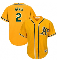 Men's Majestic Oakland Athletics #2 Khris Davis Replica Gold Alternate 2 Cool Base MLB Jersey