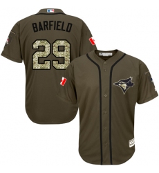 Men's Majestic Toronto Blue Jays #29 Jesse Barfield Authentic Green Salute to Service MLB Jersey