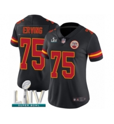 Women's Kansas City Chiefs #75 Cameron Erving Limited Black Rush Vapor Untouchable Super Bowl LIV Bound Football Jersey