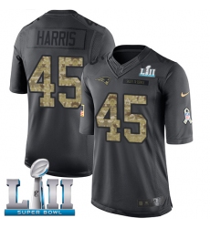 Men's Nike New England Patriots #45 David Harris Limited Black 2016 Salute to Service Super Bowl LII NFL Jersey