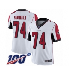 Men's Atlanta Falcons #74 Ty Sambrailo White Vapor Untouchable Limited Player 100th Season Football Jersey