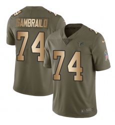 Men's Nike Atlanta Falcons #74 Ty Sambrailo Limited Olive/Gold 2017 Salute to Service NFL Jersey