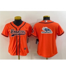 Women's Denver Broncos Orange Team Big Logo With Patch Cool Base Stitched Baseball Jersey