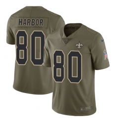Men's Nike New Orleans Saints #80 Clay Harbor Limited Olive 2017 Salute to Service NFL Jersey