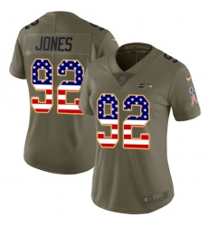 Women's Nike Seattle Seahawks #92 Nazair Jones Limited Olive/USA Flag 2017 Salute to Service NFL Jersey