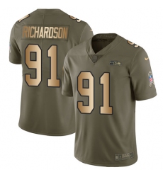 Youth Nike Seattle Seahawks #91 Sheldon Richardson Limited Olive/Gold 2017 Salute to Service NFL Jersey