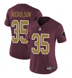 Women's Nike Washington Redskins #35 Montae Nicholson Burgundy Red/Gold Number Alternate 80TH Anniversary Vapor Untouchable Limited Player NFL Jersey