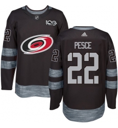 Men's Adidas Carolina Hurricanes #22 Brett Pesce Premier Black 1917-2017 100th Anniversary NHL Jersey