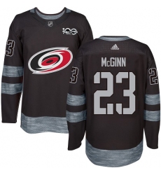 Men's Adidas Carolina Hurricanes #23 Brock McGinn Authentic Black 1917-2017 100th Anniversary NHL Jersey