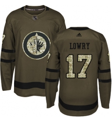 Youth Adidas Winnipeg Jets #17 Adam Lowry Authentic Green Salute to Service NHL Jersey
