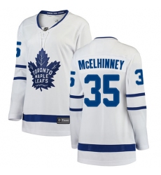 Women's Toronto Maple Leafs #35 Curtis McElhinney Authentic White Away Fanatics Branded Breakaway NHL Jersey