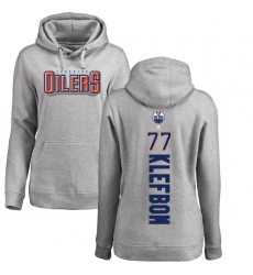 NHL Women's Adidas Edmonton Oilers #77 Oscar Klefbom Ash Backer Pullover Hoodie
