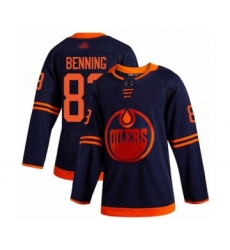 Youth Edmonton Oilers #83 Matt Benning Authentic Navy Blue Alternate Hockey Jersey