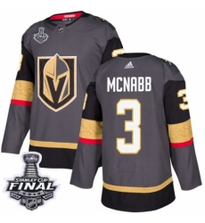 Men's Adidas Vegas Golden Knights #3 Brayden McNabb Premier Gray Home 2018 Stanley Cup Final NHL Jersey