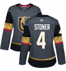 Women's Adidas Vegas Golden Knights #4 Clayton Stoner Authentic Gray Home NHL Jersey