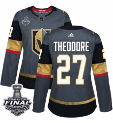 Women's Adidas Vegas Golden Knights #27 Shea Theodore Authentic Gray Home 2018 Stanley Cup Final NHL Jersey
