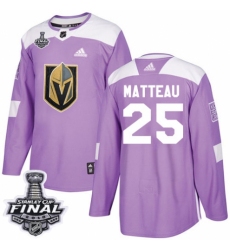 Youth Adidas Vegas Golden Knights #25 Stefan Matteau Authentic Purple Fights Cancer Practice 2018 Stanley Cup Final NHL Jersey
