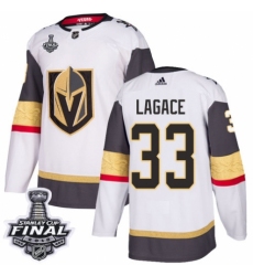 Men's Adidas Vegas Golden Knights #33 Maxime Lagace Authentic White Away 2018 Stanley Cup Final NHL Jersey