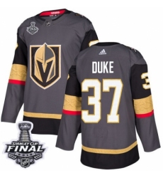 Men's Adidas Vegas Golden Knights #37 Reid Duke Authentic Gray Home 2018 Stanley Cup Final NHL Jersey