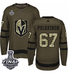 Youth Adidas Vegas Golden Knights #67 Teemu Pulkkinen Authentic Green Salute to Service 2018 Stanley Cup Final NHL Jersey