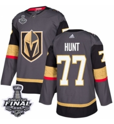 Men's Adidas Vegas Golden Knights #77 Brad Hunt Authentic Gray Home 2018 Stanley Cup Final NHL Jersey