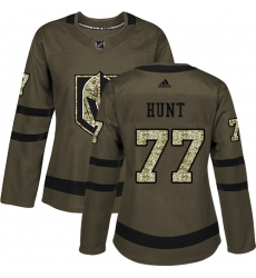 Women's Adidas Vegas Golden Knights #77 Brad Hunt Authentic Green Salute to Service NHL Jersey