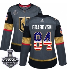 Women's Adidas Vegas Golden Knights #84 Mikhail Grabovski Authentic Gray USA Flag Fashion 2018 Stanley Cup Final NHL Jersey